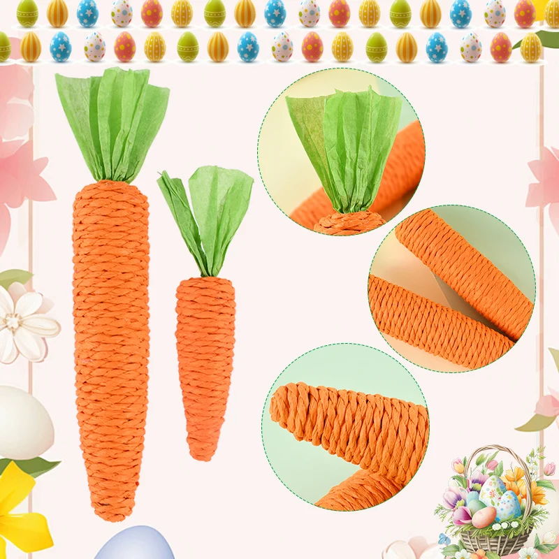 

Happy Easter Decorations Artificial Carrot Paper Rope Carrots Pet Cat Toys Easter Ornaments Home Party Decor Supplies Kids Gifts