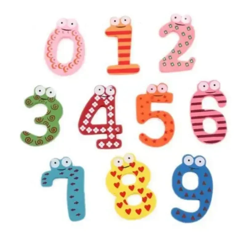 1 Set of 0-9 Number Wooden Cute Fridge Magnet Fridge Sticker Kid Baby Education Learning Toy Gift Home Decor