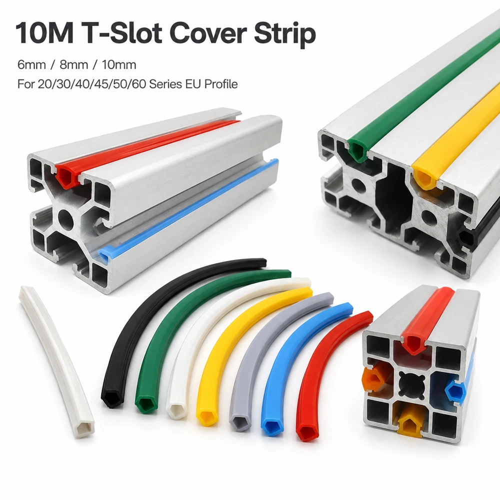 10 Meters 6mm/8mm/10mm Flat Seal for 20/30/40/45/50/60 series EU Aluminum Profile Soft Slot Cover/Panel 3D printer Extrusion