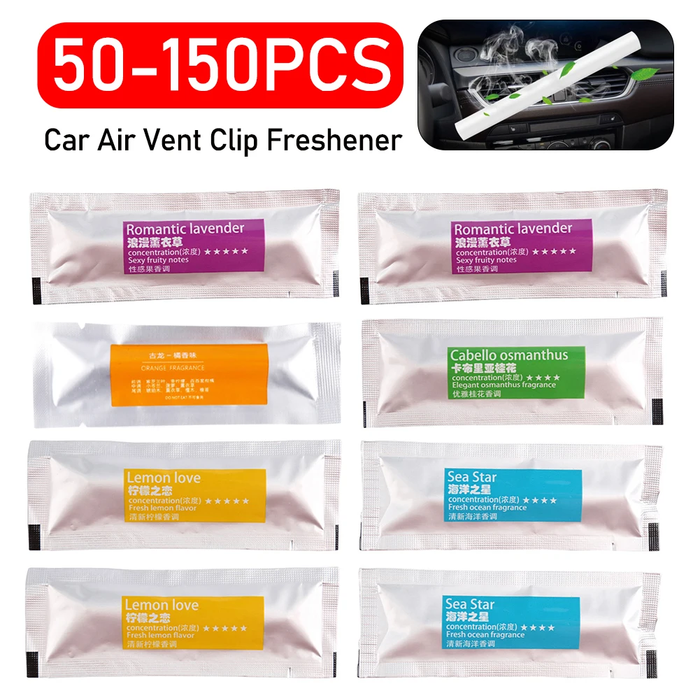 50-150pc Car Air Vent Clip Freshener Perfume Osmanthus Aroma Sticks Car Air Freshener Replacement Car Lemon Perfume Refills