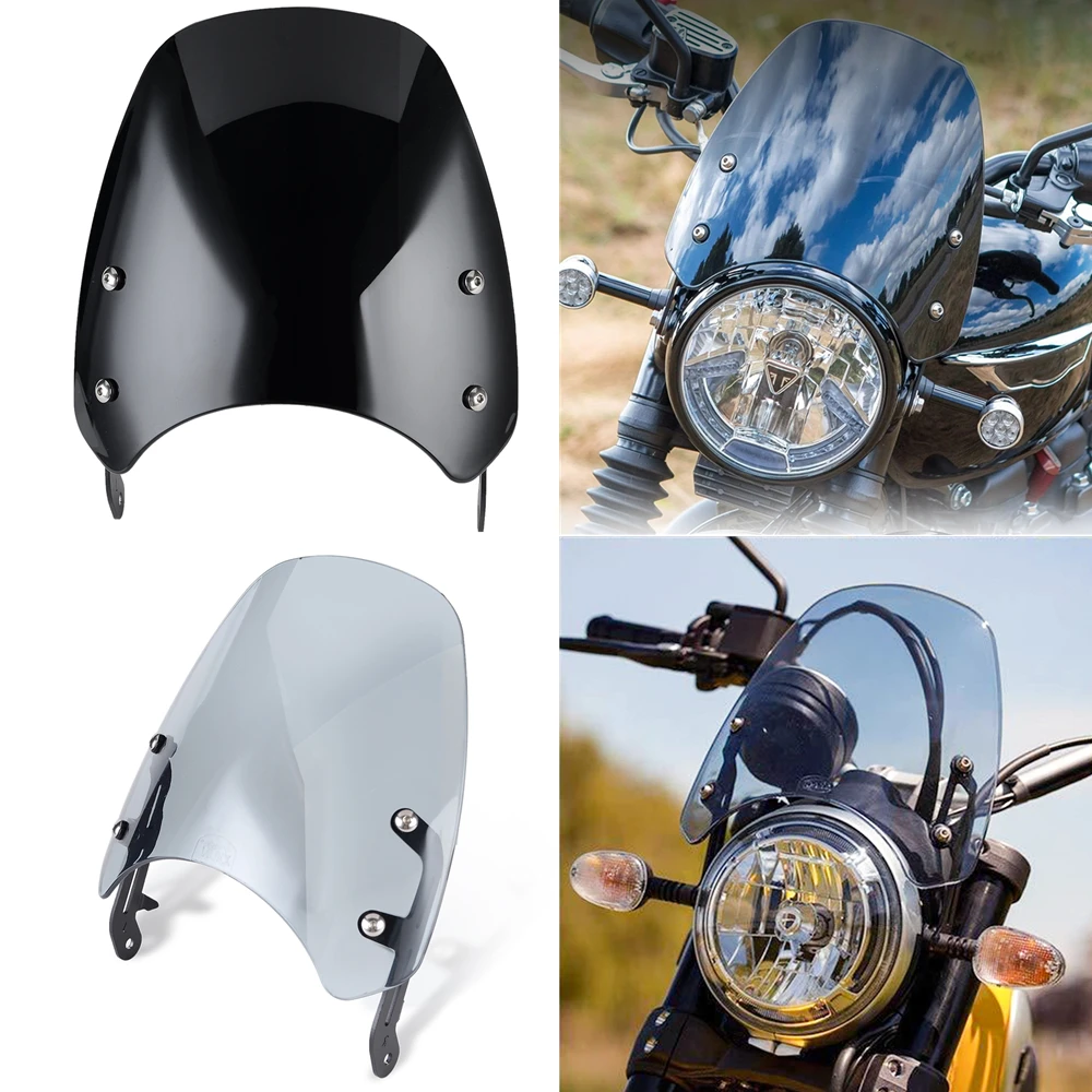 

Windscreen Windshield For Triumph Bonneville T100 T120 1200cc T 100 Thruxton 900 SR500 Headlight Fairing Wind Air Flow Deflector