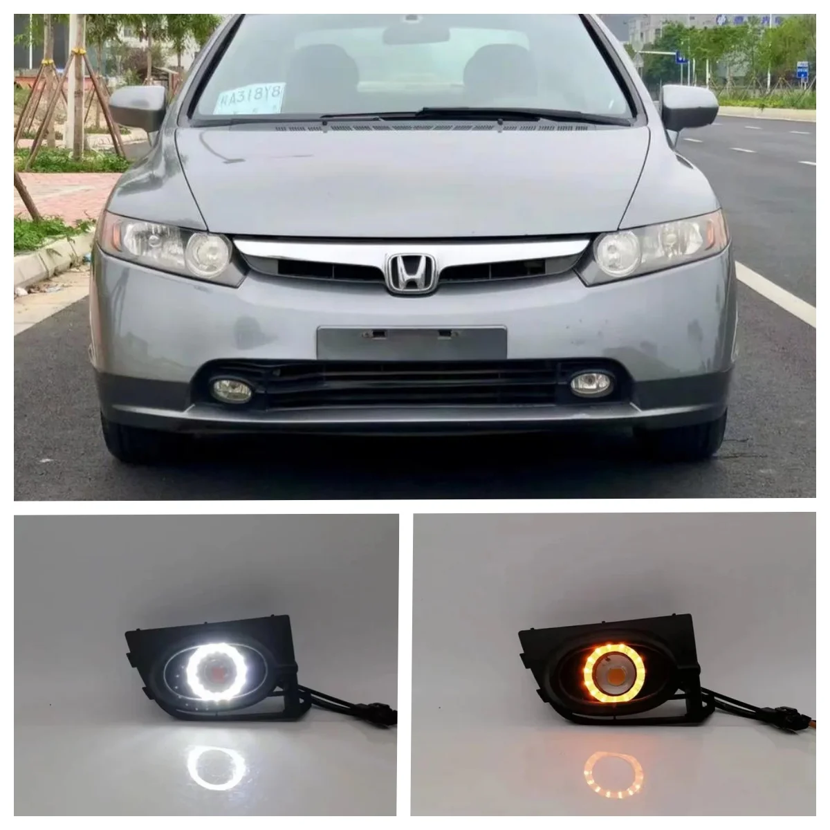 

Комплект светодиодных противотуманных фар для Honda Civic 2006-2008: Замена передних бамперных фар, аксессуары с функцией дневных ходовых огней и эффектом «ангельские глазки»