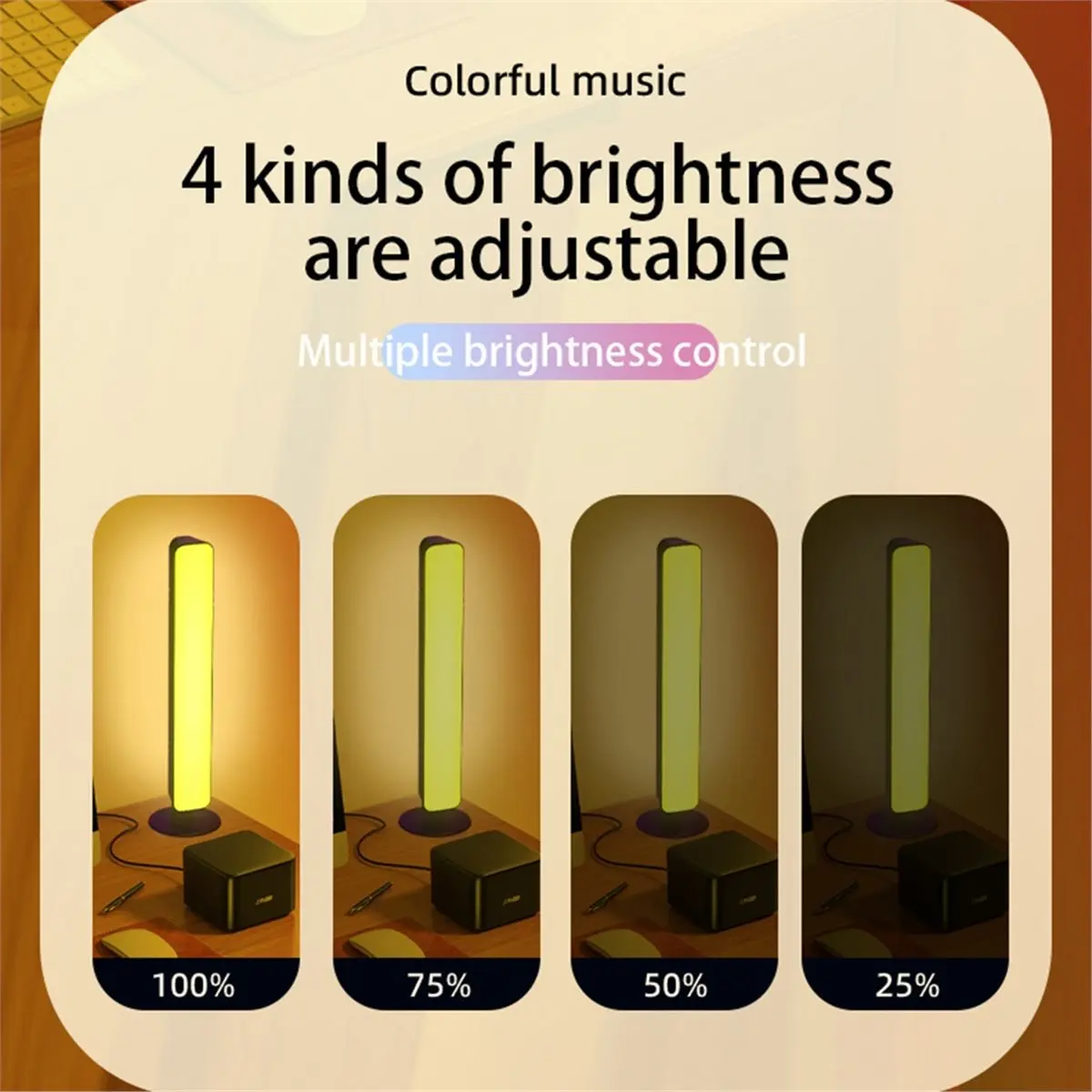 Punctual- 2PCS RGB Pickup Light Music Rhythm Light Bar Rechargeable Desktop Light for Game Room Decor, Party Atmosphere Light