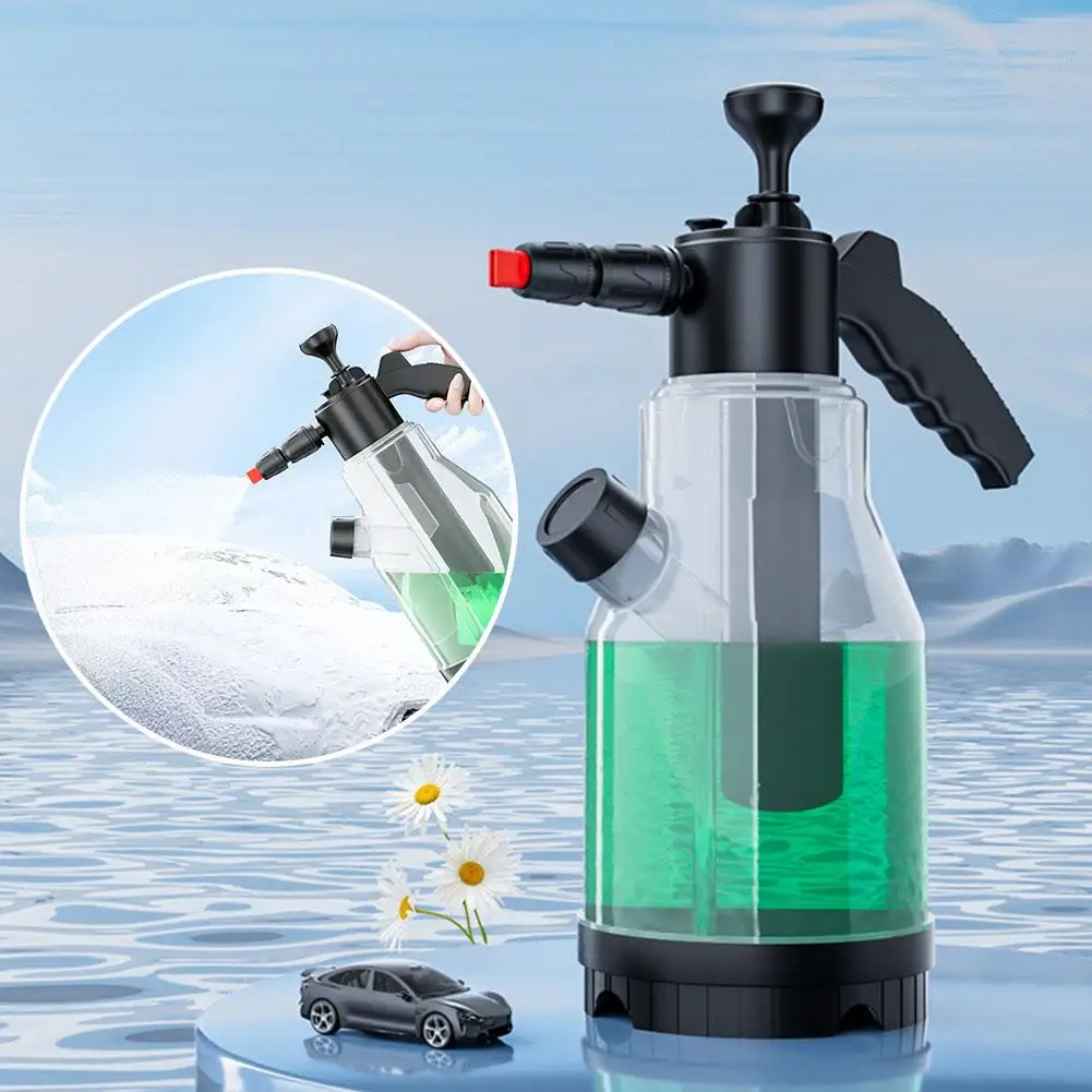 2L Side Opening Upgraded Hand Pump Foam Sprayer Pneumatic Foam Cleaning Car Snow Car Bottle Air Spray Foam Wash Thicken Pre P2D1