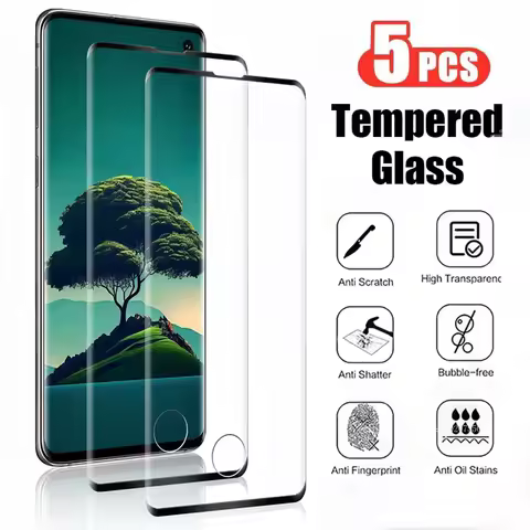 5Pcs Curved Screen Protector For Samsung Galaxy S21 S22 S23 S24 S20 Ultra 5G Tempered Glass For Samsung Note 10 20 S10 S9 Plus