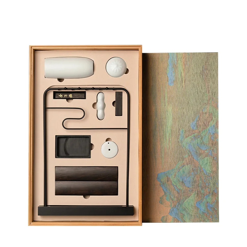 دراسة أربعة كنوز مجموعة هدية صندوق بوتيك القلم، ورق الحبر Inkstone مجموعة كاملة حامل فرشاة Inkstone خاص للمبتدئين فرشاة Ca #5