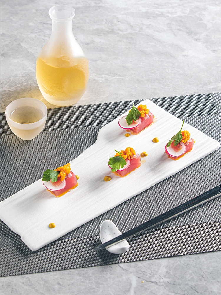 

Striped Plate Senior Sense Exquisite Sushi Plate Creative Dim Sum Plate Western Food Plate Long Plate Household