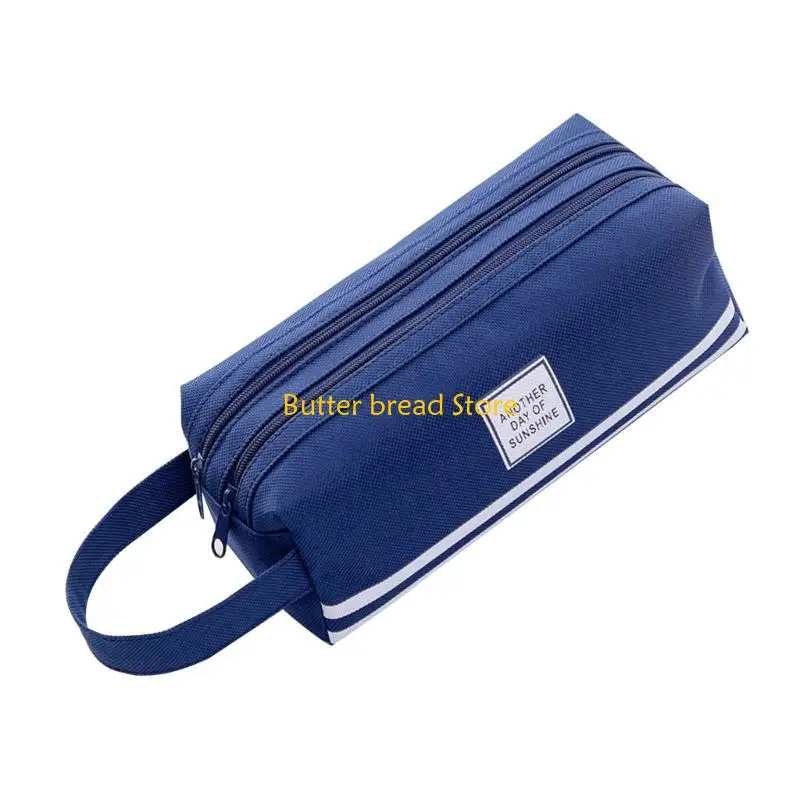 W89c bolsa lápis capacidade, bolsa lona camada dupla, bolsa armazenamento cosméticos para viagem, para
