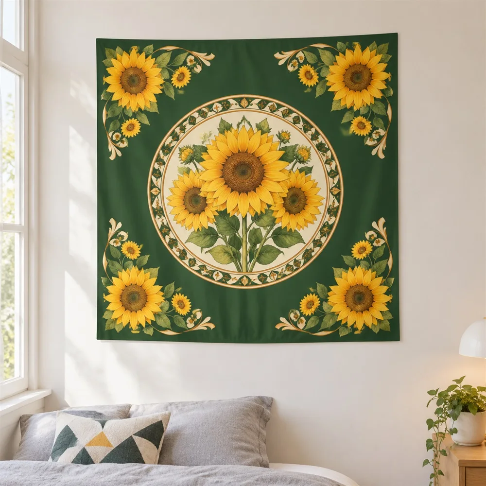 VIKAMA Sunflower Field Tapestry Wall Hanging, Sunny Aesthetic Room Decor Wall Art Tapestries for Living Room Kitchen Dining Room