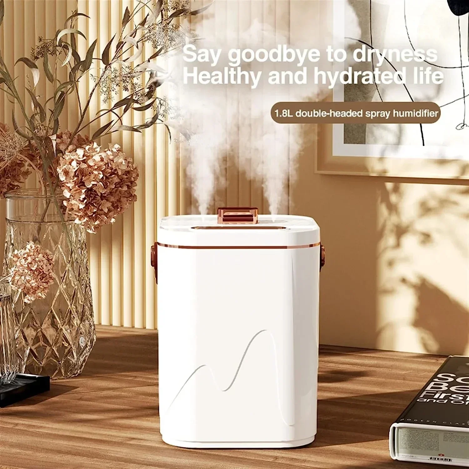 Luftbe feuchter USB 1,8 l tragbarer Schreibtisch be feuchter leiser Ultraschall-Doppels prüh zerstäuber mit 3 Nebel modi Büroarbeit