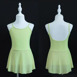 Kids Girls Dance Suit Ballet Leotard Skirts Sleeveless Vests Child Baby Backless Tops Performance(Bottom Buttons)