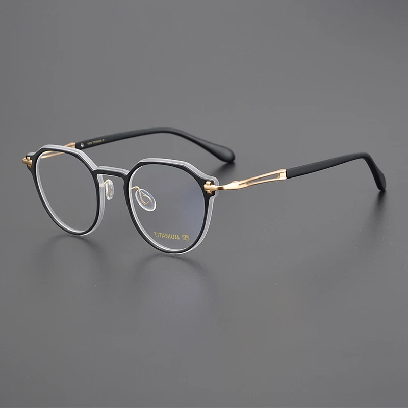 

Retro Round Matte Acetate Optical Eyeglasses Men Titanium Prescription Glasses Frames Women Vintage Literary Myopia Spectacles