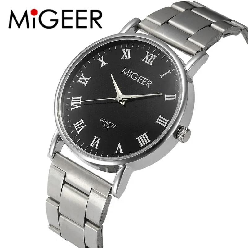 

MIGEER Watches Fashion Simple Men Watches Stainless Steel Quartz Wristwatches Business Watches Men mannen horloge reloj hombre