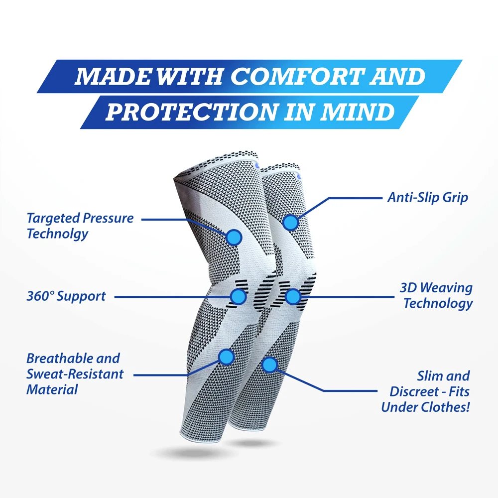 1PCS Compression Leg Sleeve - Long Knee Sleeve, for Knee Pain Relief, Swelling, Arthritis, Poor Circulation, Runner, Sports