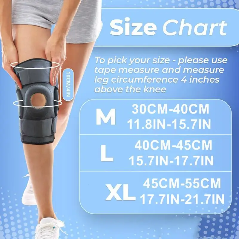 1pcs Knee Brace Protector Pad with Dual Metal Side Stabilizers Knee Support ACL MCL Meniscus Tear Arthritis Tendon Pain Relief