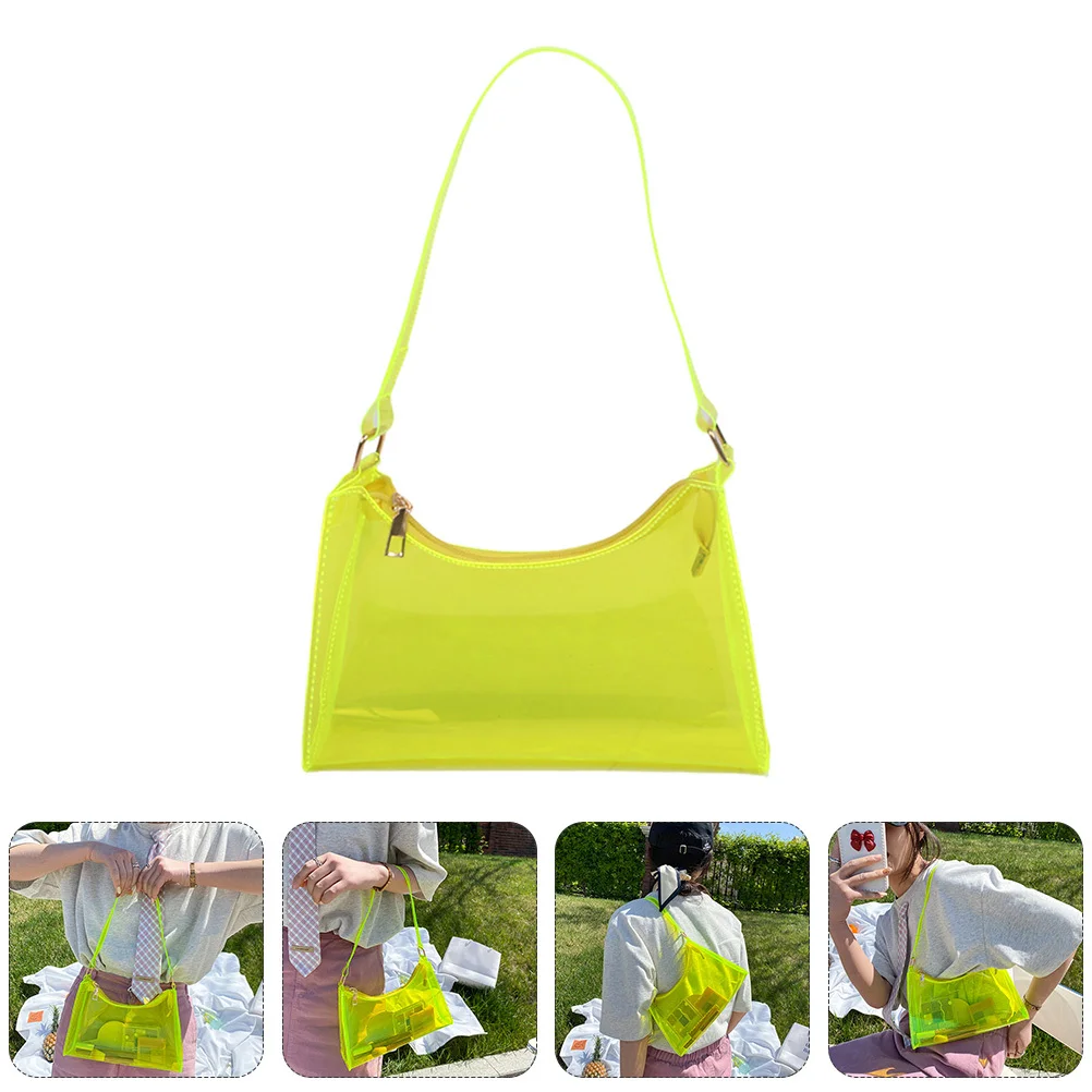 

1Pcs Candy Color Transparent Jelly Bag Comfortable Texture All-Match Style Portable Shoulder Bag for Women Fashionable Daily Use