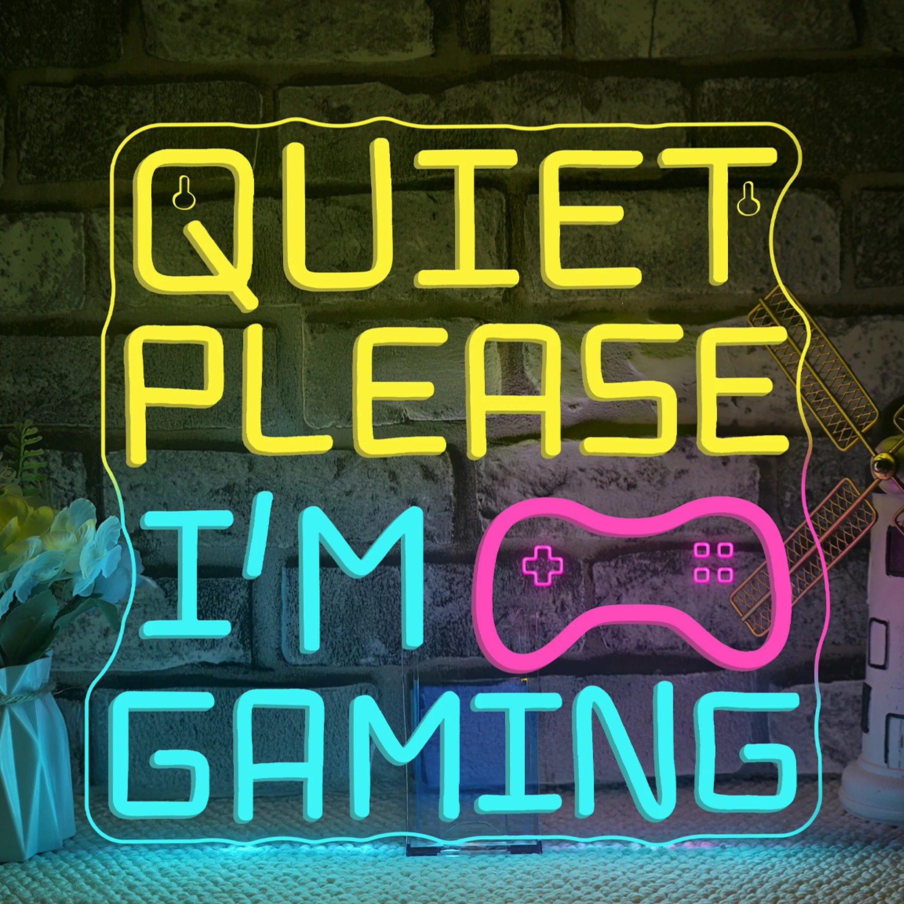 

Quiet Please i'm Gamine Neon Sign For Wall Decor Colorful 5/12V USB With Dimmable Switch For Home Party Bar Dnd Game Room Gifts