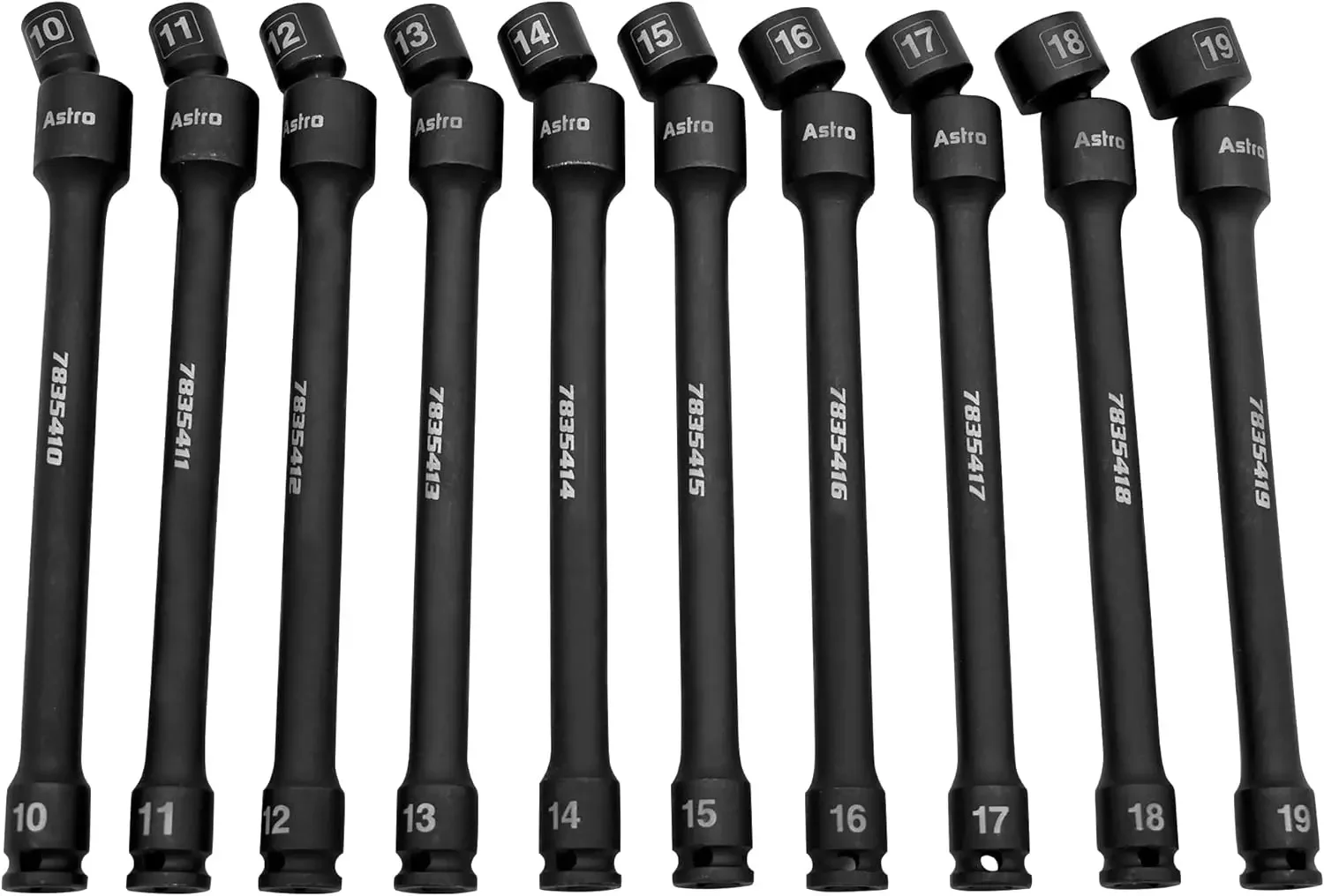 

%a Tools 78354 10-Piece 3/8" Drive 6 Point Pinless Universal Torque-Saver Impact Extension Socket Set - Metric