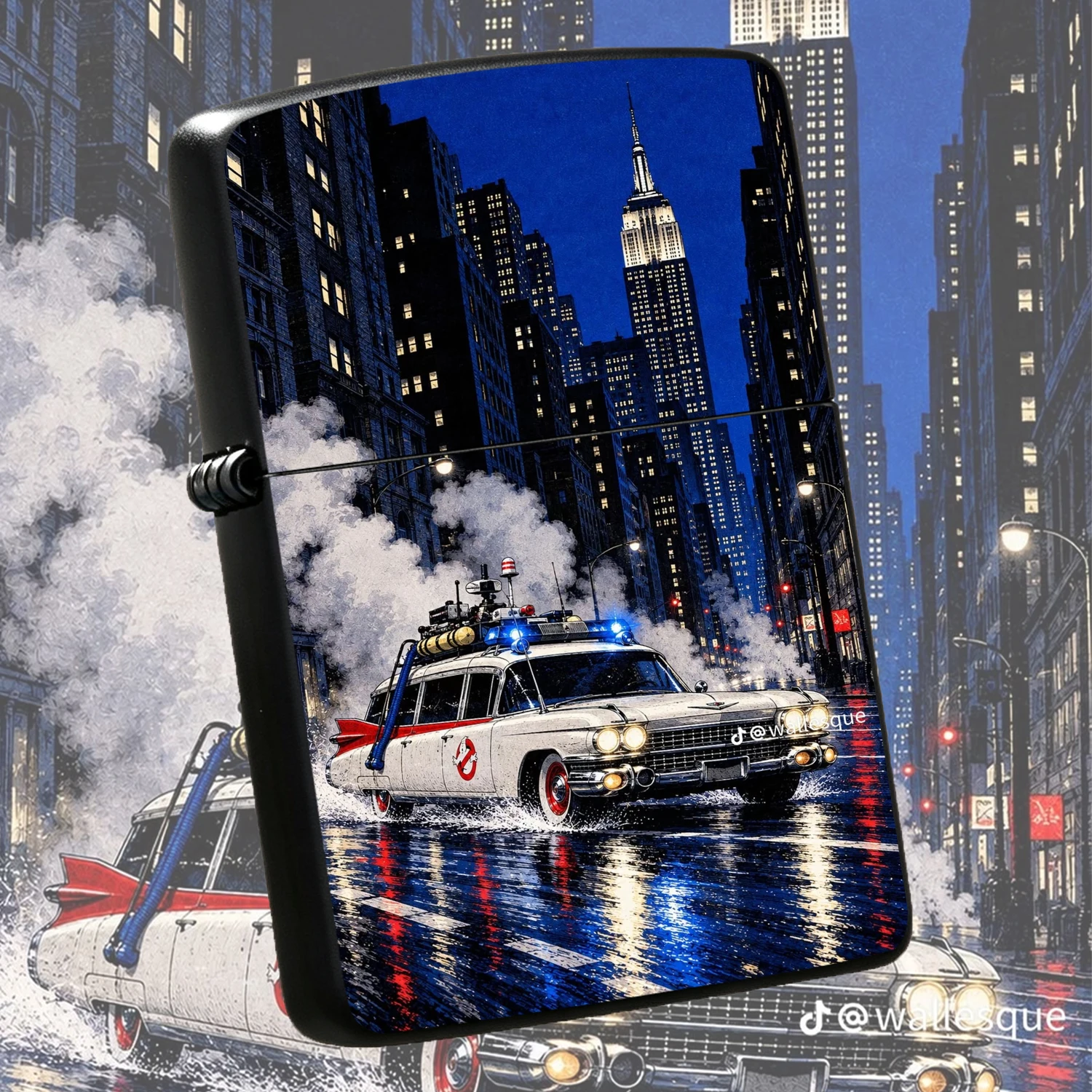 Themed Ecto 1 Car Night City Scene Portable Ignition Accessory Stylish All Scenarios Usable Unique Decorative Must Have For Gifting Daily Carrying Trendy Creative Souvenir For Movie Fans A Humorous And Interesting Lighter