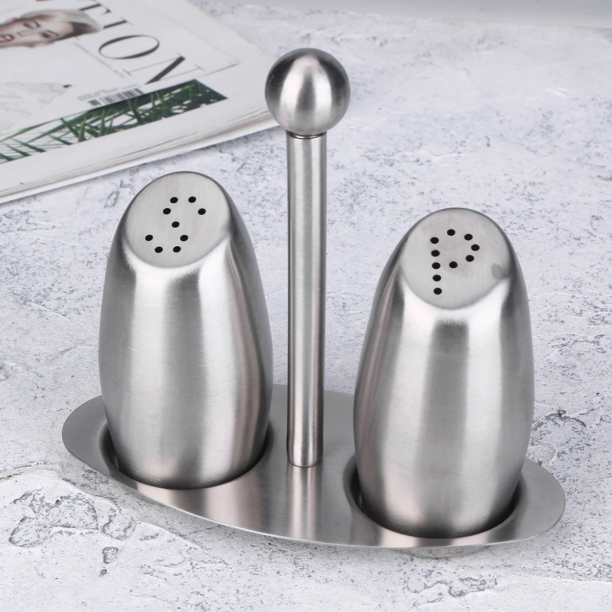 صندوق توابل من الفولاذ المقاوم للصدأ مكون من قطعتين، حاوية فلفل ملح، لوازم مطبخ مضادة للانزلاق لحاوية توابل المنزل