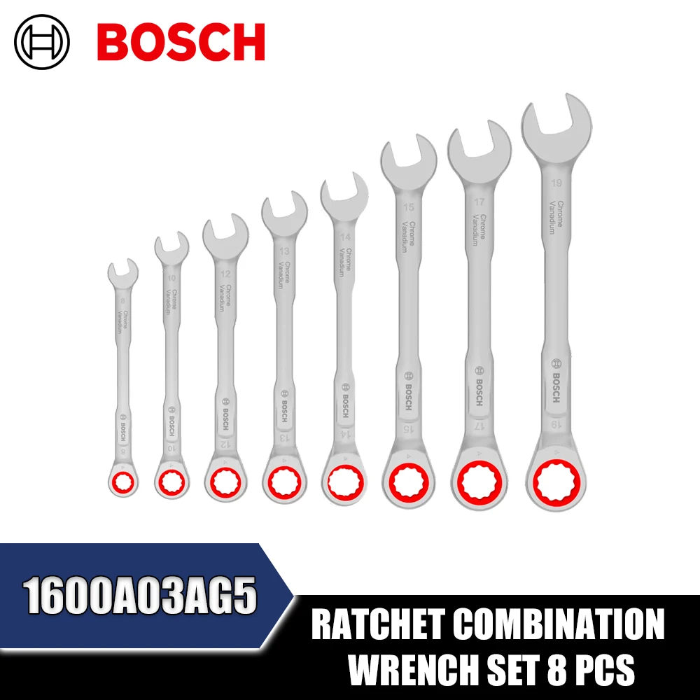 BOSCH 1600A03AG5 Ratchet Combination Wrench Set 8PCS Hand Tools