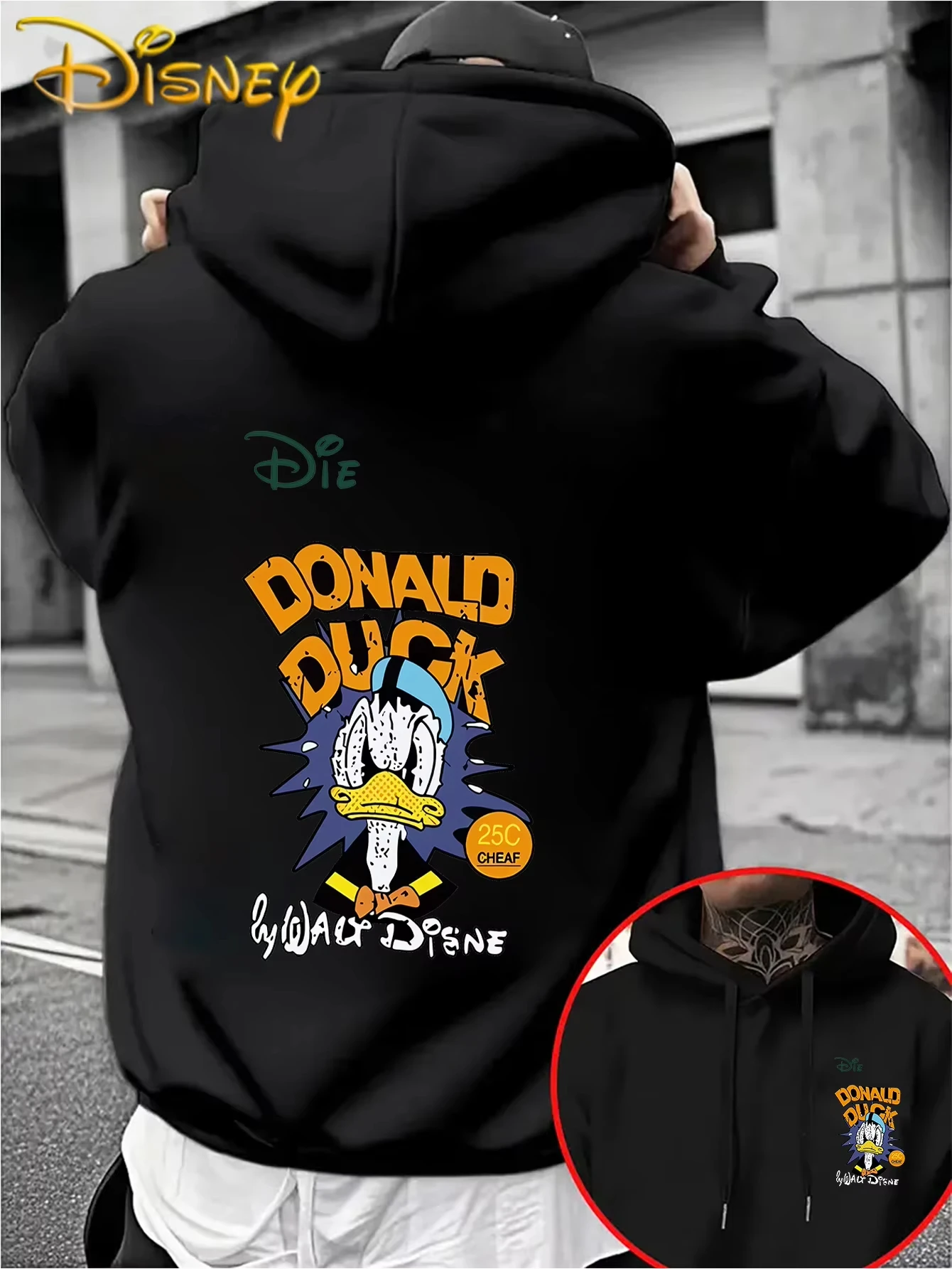 

Толстовка с рисунком Дональда Дака от Disney, осенне-зимняя повседневная толстовка унисекс, пуловер, спортивный костюм, одежда, толстовка оверсайз, уличная одежда