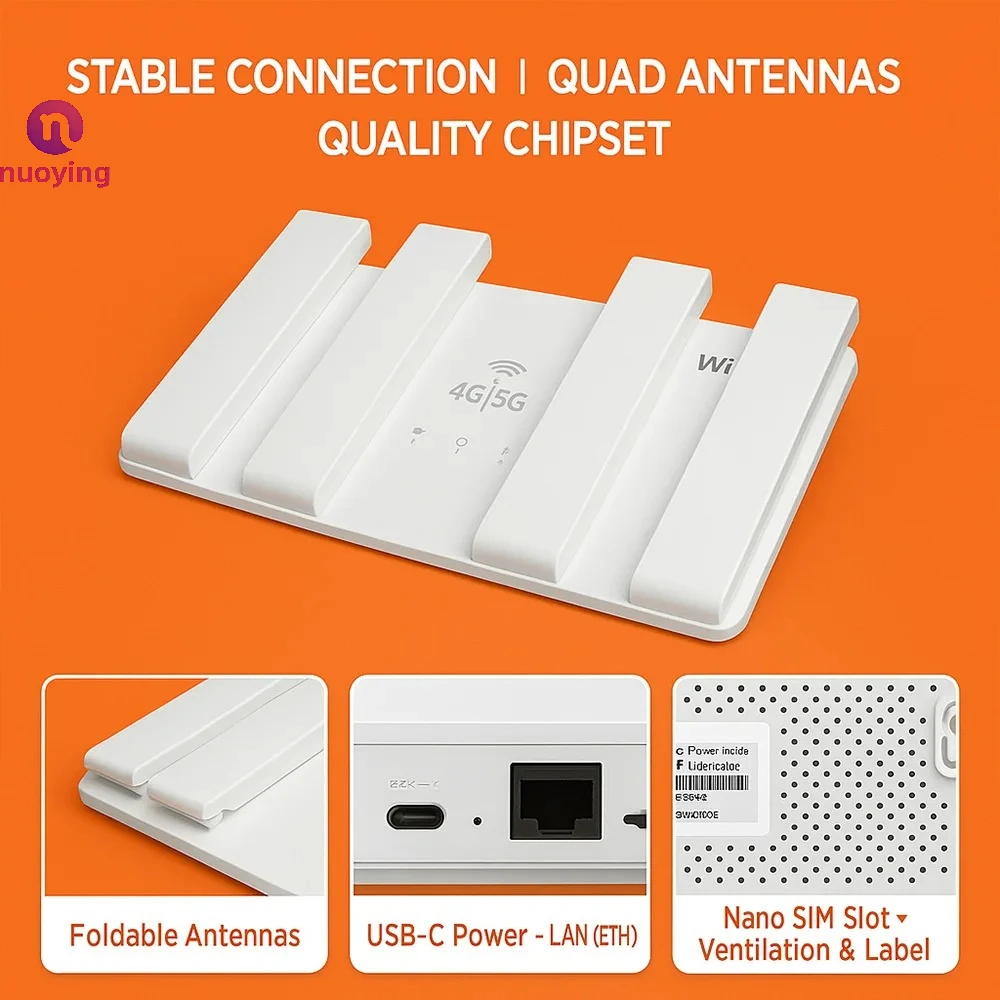 Routeur sans fil 4G LTE multifonctionnel NUOYING CPE906 avec interface USB pour le partage de réseau à domicile et au bureau
