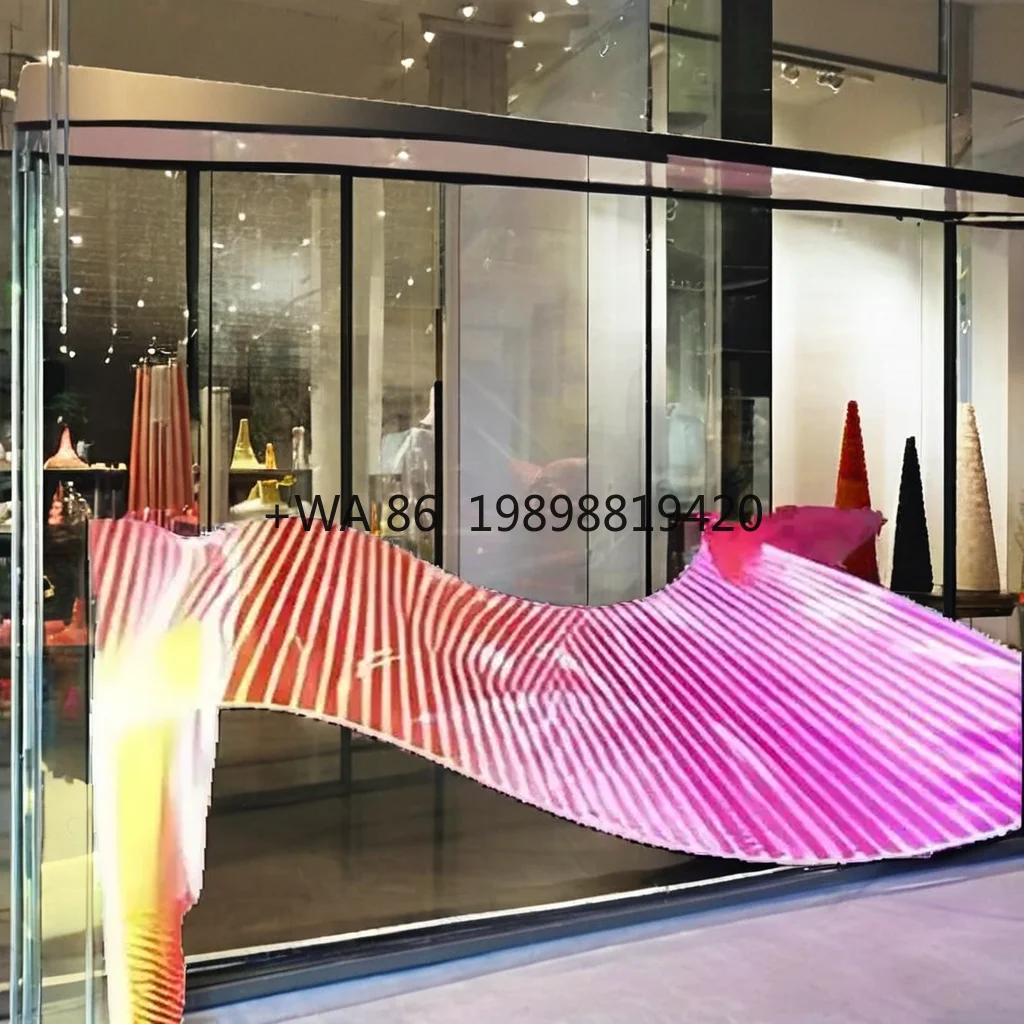 Customizable Indoor LED Film Glass Flexible Transparent LED Screen Wall for Shopping Malls Retail Stores Transparent LED Display