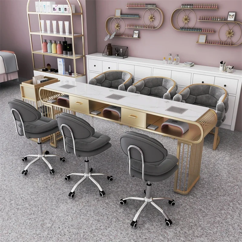 Mesa de manicura profesional de mármol nórdico, mesas de uñas, equipo de escritorio, salón de belleza, muebles de manicura estética