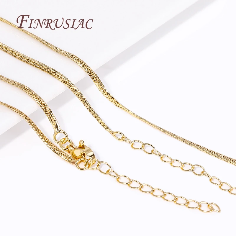 Fashion Blade Snake Chain Necklace 18K Gold Plated Brass Metal Thin Chains For Women Men Jewelry Accessories Findings