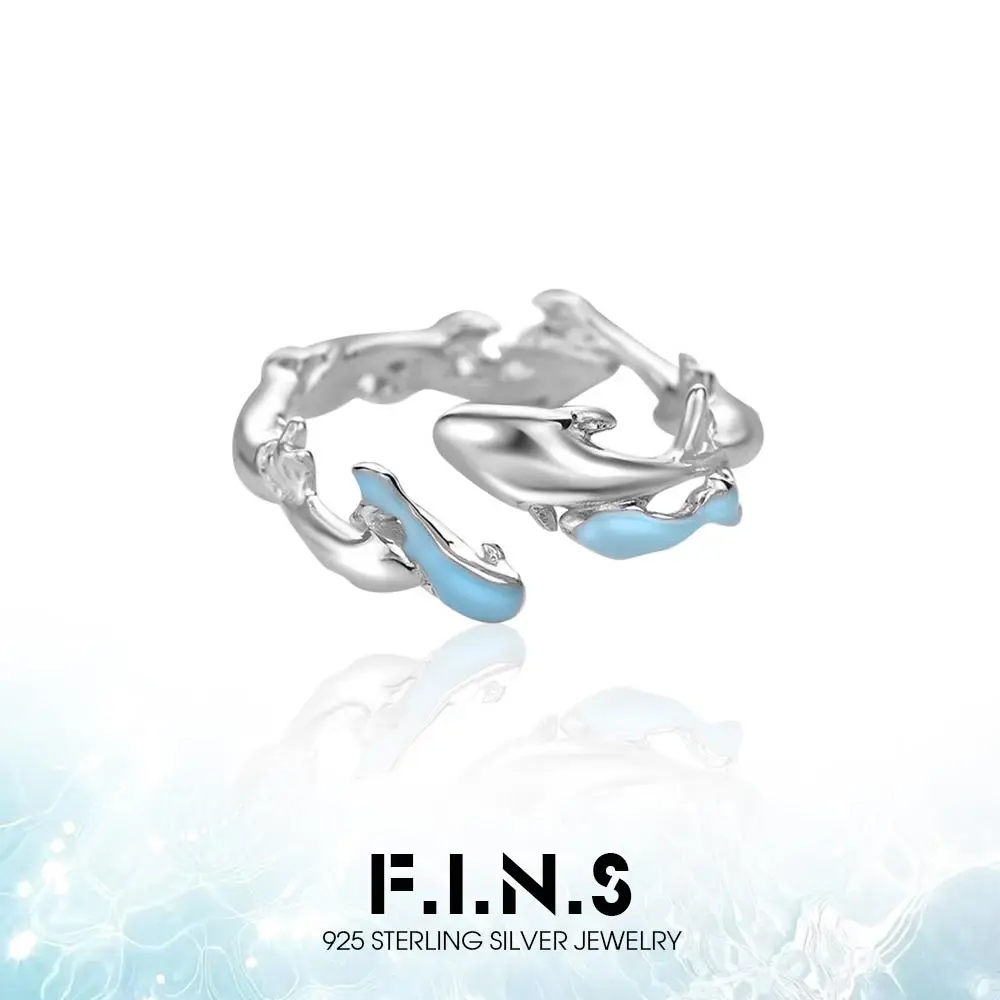 

Кольцо F.I.N.S из стерлингового серебра S925 с синим покрытием и изображением рыбки кои, эстетичное, в форме счастливой рыбки, регулируемое, на средний палец, изысканное ювелирное украшение, подарок