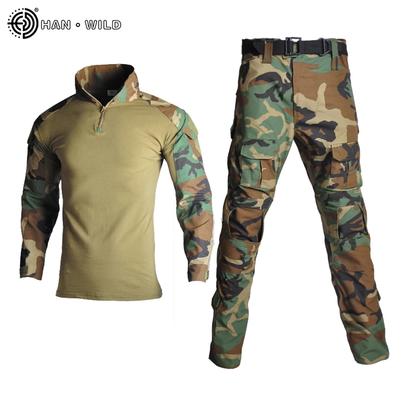 Outdoor Uniform Airsoft Tactical Combat Shirt Men Clothing Tatico Tops Camo Hunting Suit Fishing Pants Elbow/Knee