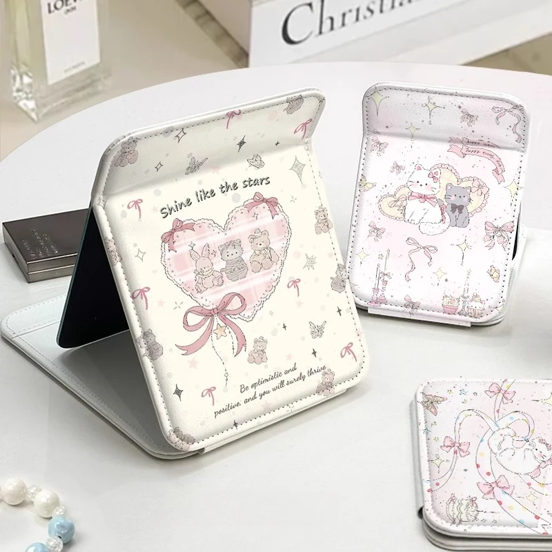 

Makeup Foldable Mirror Portable Flexible Art Kawaii White Mirror Creative Aesthetic Espejos Decorativos House Accessories