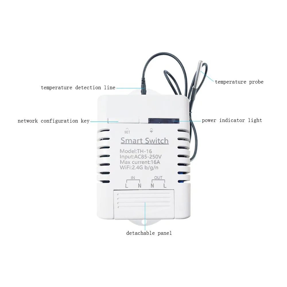 TH-16 WIFI Temperature Sensor Thermostat Intelligent Control Timing Switch Monitor IOT Remote Controller with DS18B20 Sensor