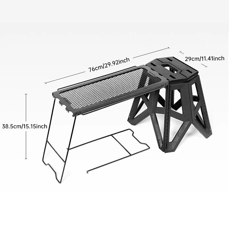 Outdoor Folding Table Stool DIY Assembly Table Stool Set Mesh Table Side Hanging Table Portable Stool Camping Storage Rack