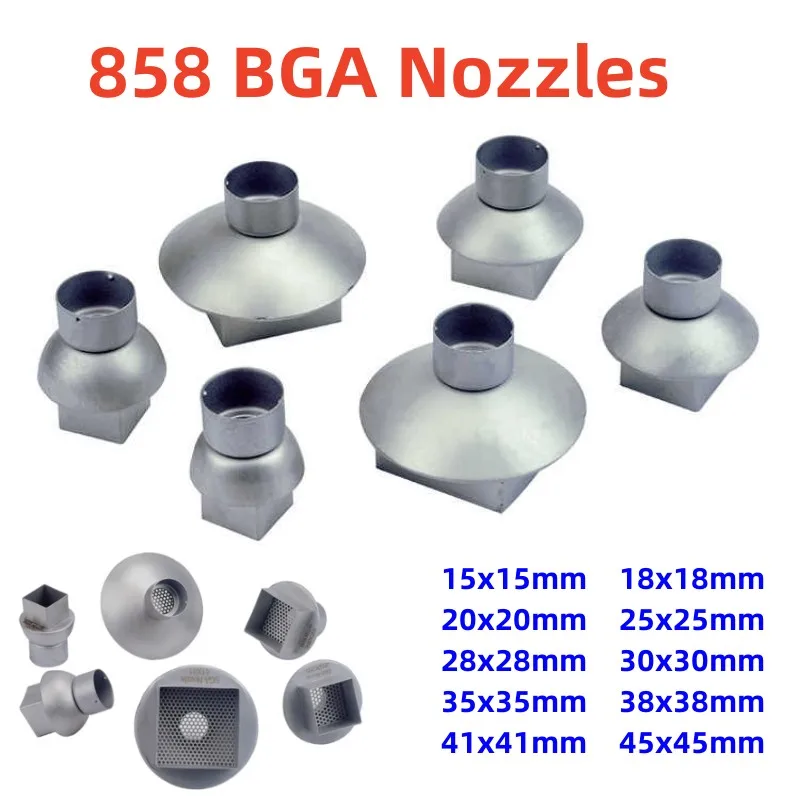 858 BGA Nozzle 22mm Diameter SMD Welding Nozzle Hot Air Gun Nozzles Heating Rework Accessories 15/18/20/25/28/30/35/38/41/45mm