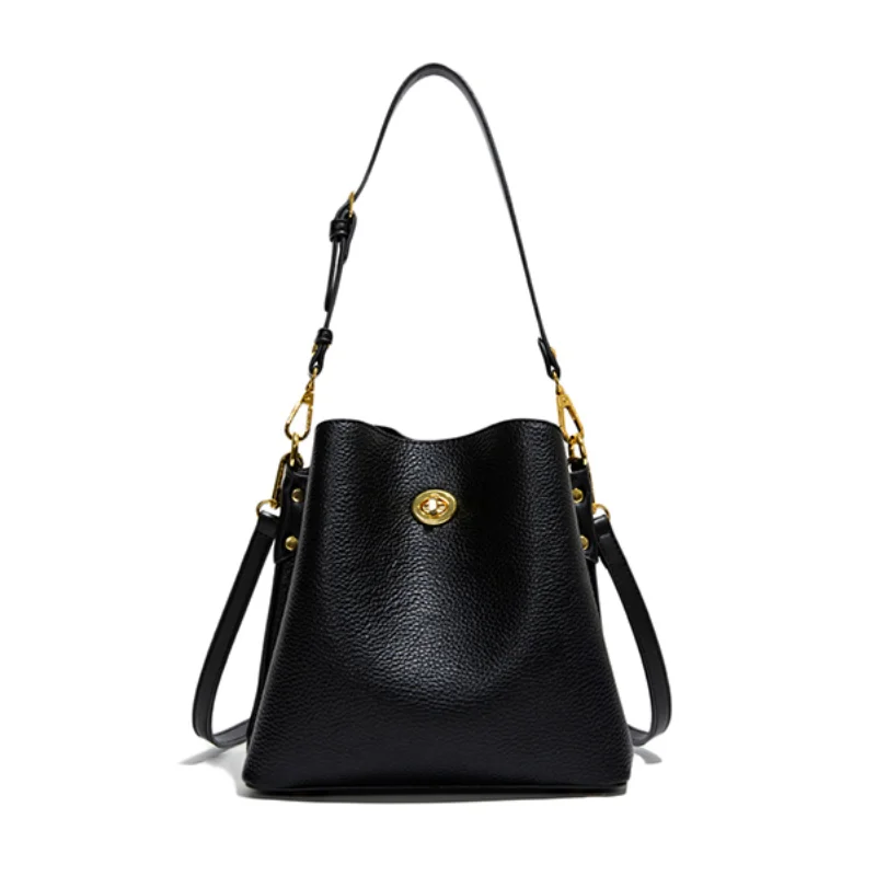 

Роскошная сумка-ведро через плечо, стильная сумка с двойными плечевыми ремнями, простая сумка на плечо с замком, повседневный органайзер для поездок на работу