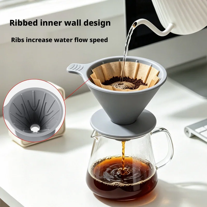 Silicone Coffee Dripper, Portable Cone Filter Cup, Reusable Pour‑Over Coffee Strainer For Outdoor Camping Home Use