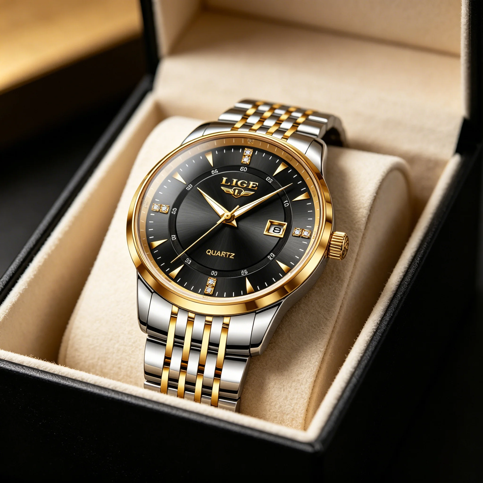 LIGE Mens Watches Casual Business Watch Men Luxury 3ATM Waterproof Date Luminous Wristwatch Male Quartz Watches Stainless Clock