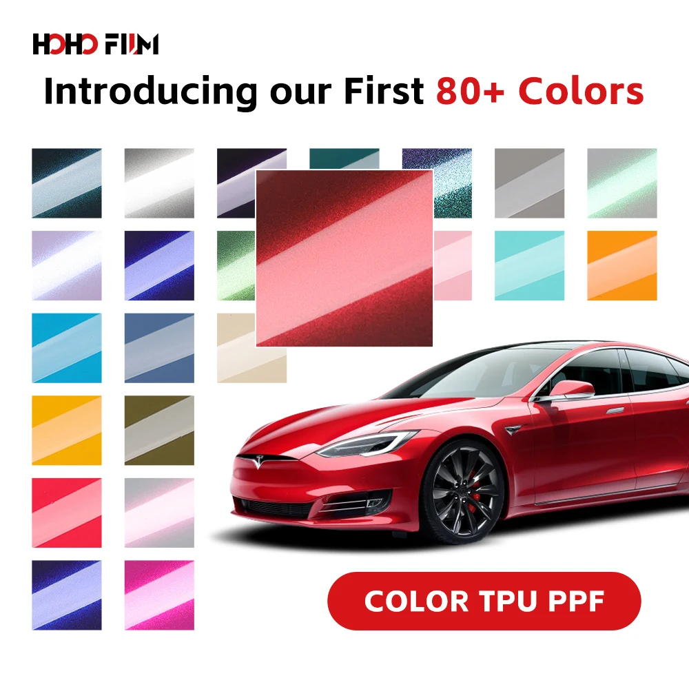 HOHOFILM 6 Years Warranty Hyper Gloss Tpu Color Ppf Film Self Healing No Yellow Peel Slip Grey Color Tpu Ppf Colored Car Wrap AA