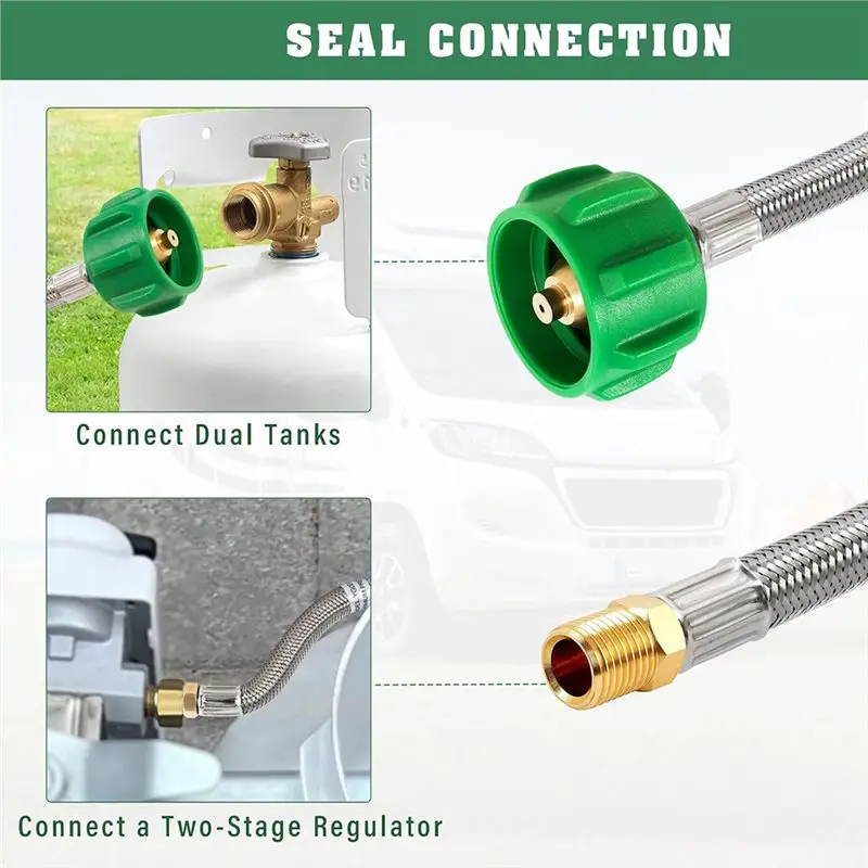 2 Pack RV Propane Hoses, 15 Inch With 1/4 Male NPT