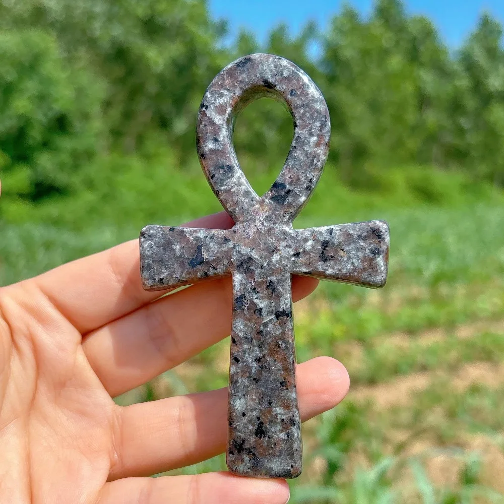 Natural Yooperlite Ankh,Quartz Crystal Ankh,Hand Carved,Mineral Sample,Ankh Totem,Home Decor,Reiki Healing,Crystal Energy