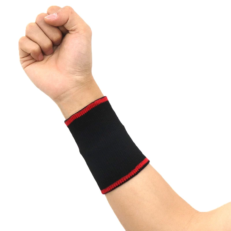 Grigio lavorato a maglia assorbimento del sudore pressione supporto per il polso protezione Sweatwipe Wristband per Fitness ciclismo Badminton