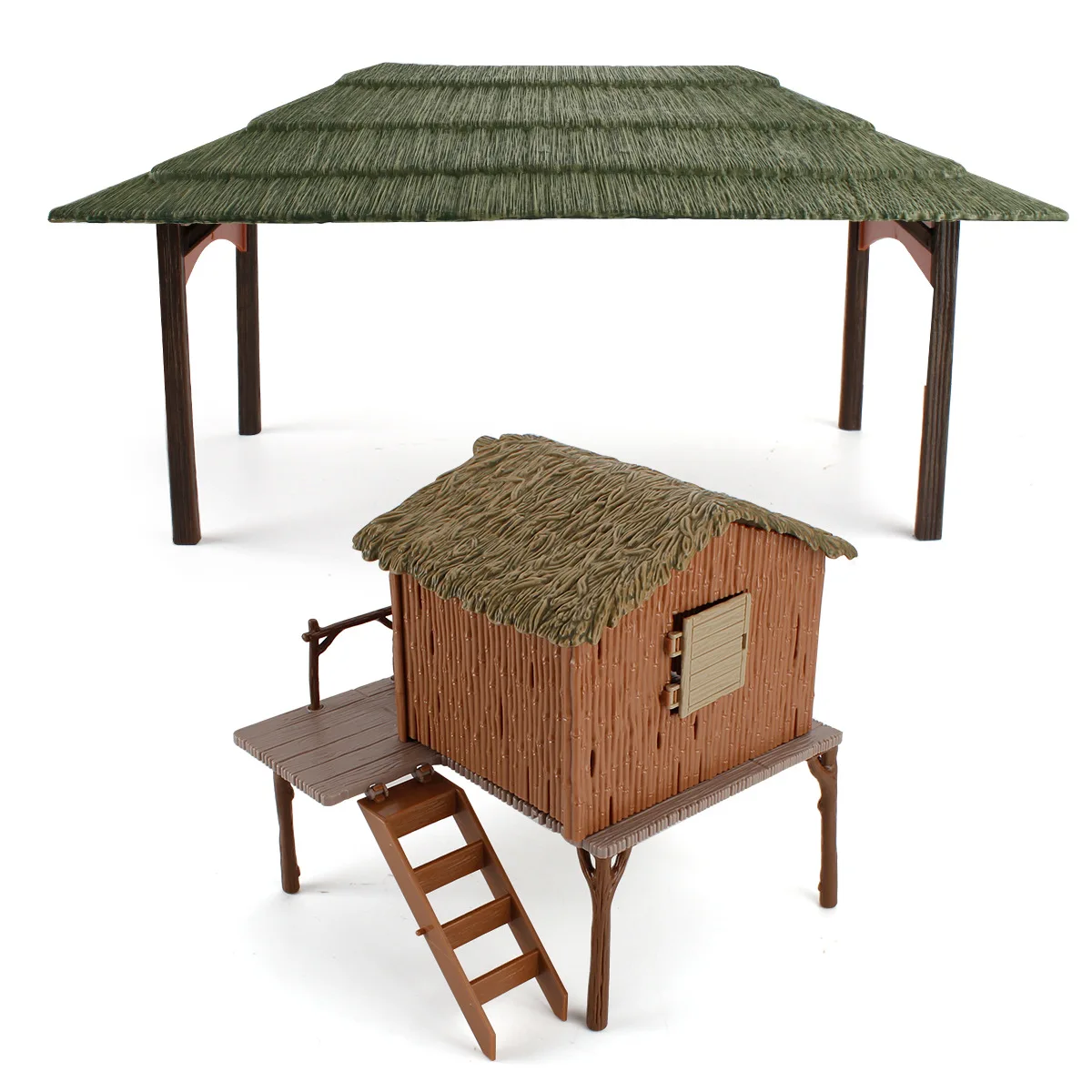 Realistic Farm Ranch Thatched Cottage Hut Model Miniature Diorama Landscape Scenery Wild Animal Scene Display Decoration Craft