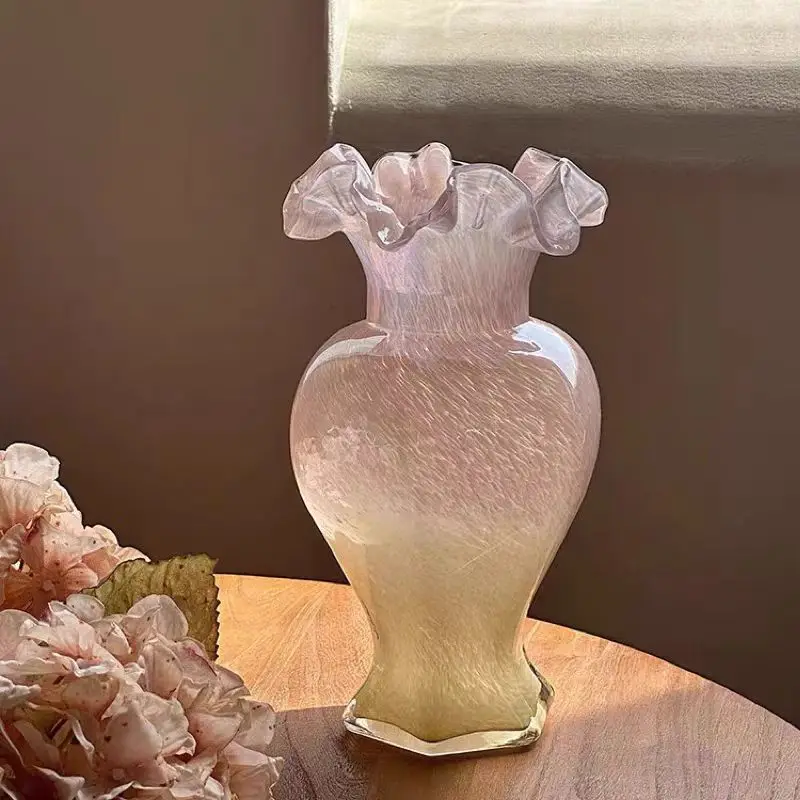 

Винтажная стеклянная ваза ручной работы Fenton с шестигранным цветочным краем, декор стола, гидропонная ваза для цветов, домашний декор
