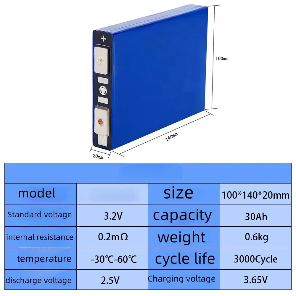 Lifepo4 배터리 딥 사이클 3.2V 30Ah, DIY 12V 24V 36V 48V 태양열 UPS 전원 공급 장치, 충전식 골프 카트 RV에 적합