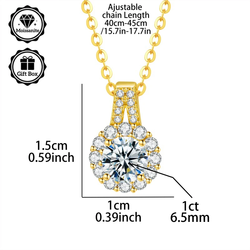 

Ювелирные изделия LAMVOICE для женщин, колье из стерлингового серебра 925 пробы, рождественский подарок, подарок высокого качества, ожерелье из муассанита 1 карат