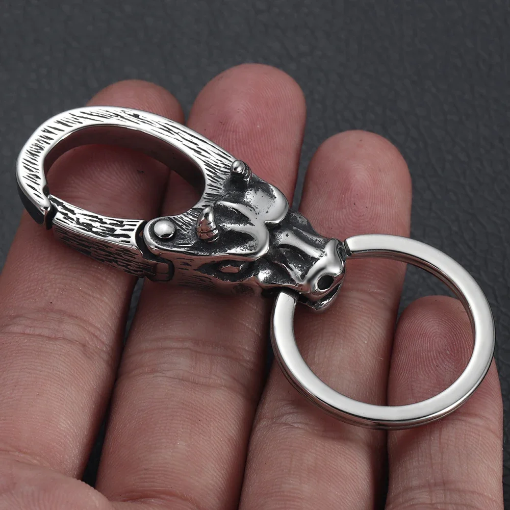 Stainless Steel Animal Vintage Key Chain for Jewelry Making Accessories Men Lobster Clasps Findings Egale Lion Skull Cow Wolf