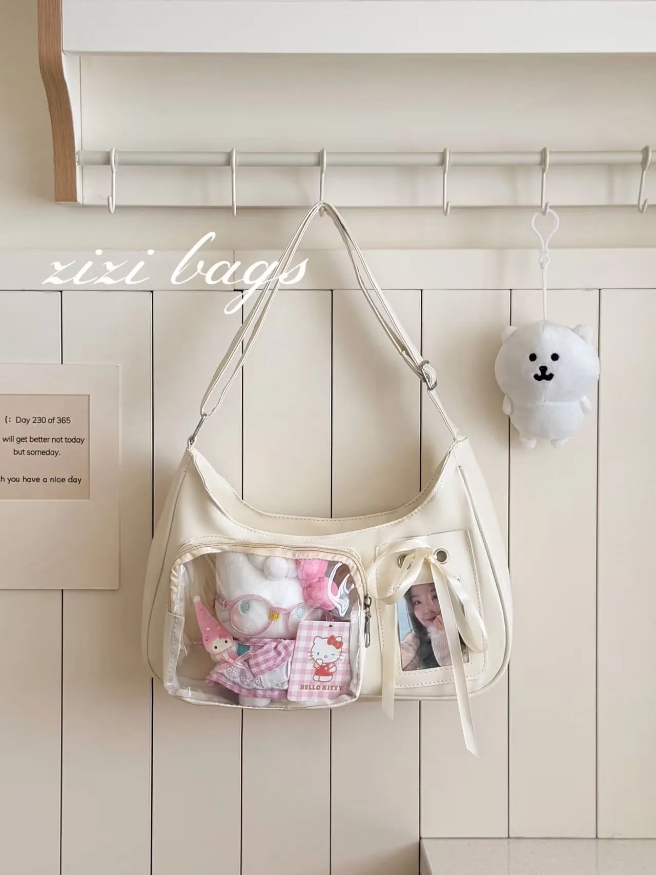 Y2K Harajuku Damen Schultertasche Koreanische Transparente Ita Schul-Umhängetasche Preppy Handtasche Japanische Designer-Damentasche – Detail 7