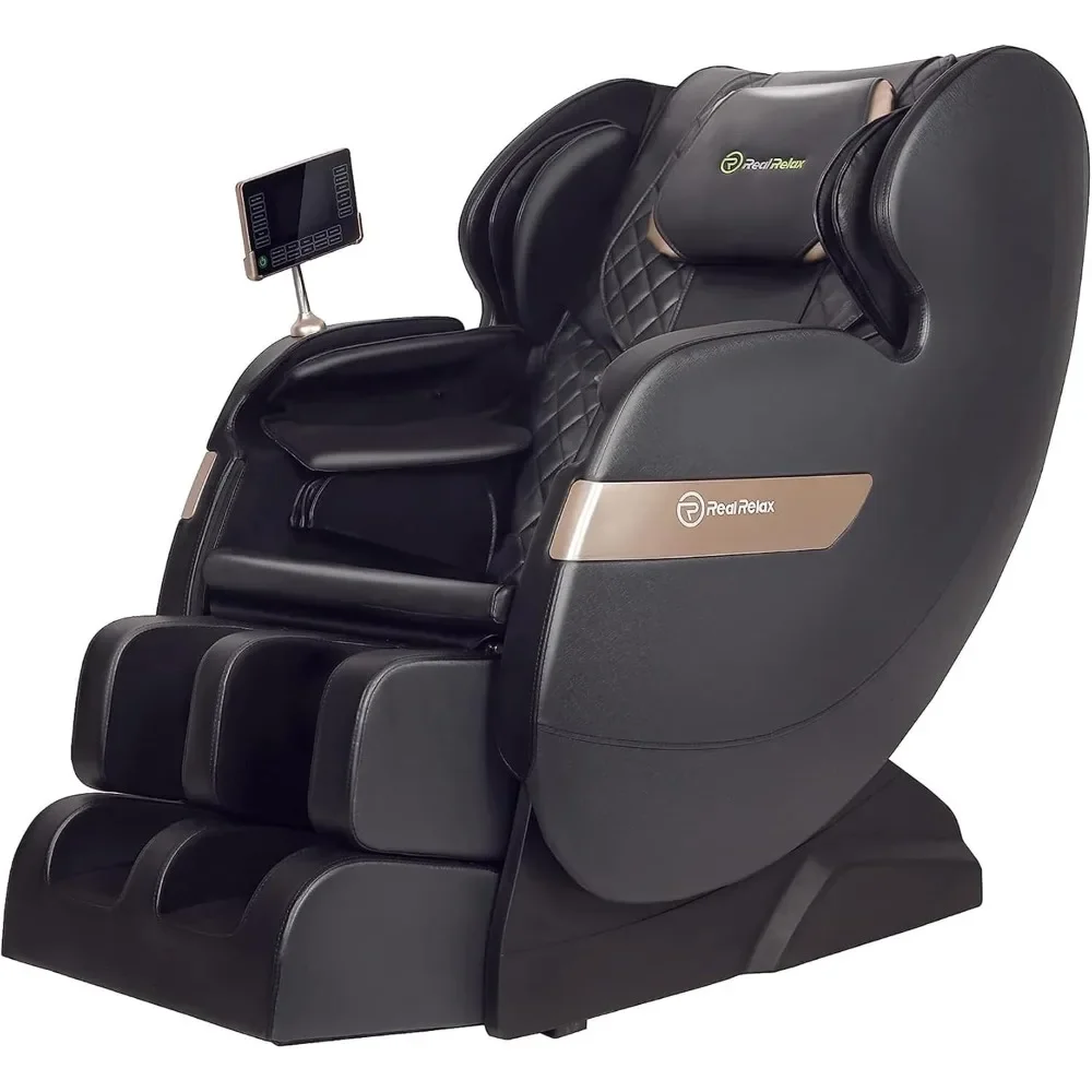 Massage Chair, Full Body Airbag, Dual core S Track,with App Control and Heat Function, Fit Office and Home, Black and Gold